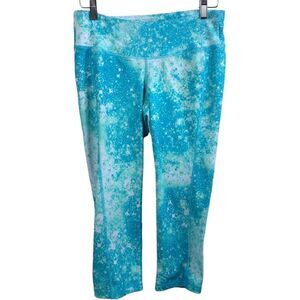 Old Navy Turquoise White Workout Capri Leggings